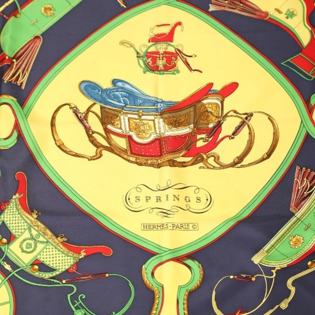 Pre-Owned HERMES SPRINGS Carre90 Hermes Yellow Scarf (Good)