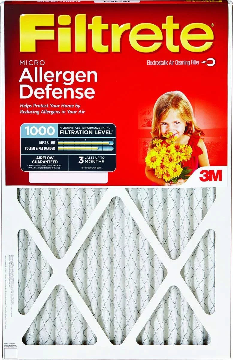 3M 9801-2PK-HDW Filtrete Furnace Filter, Allergen Defense Red Micro or Micron or Microfiber Pleated, 16x25x - Quantity 3