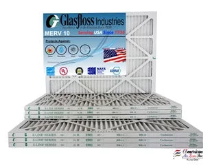 Glasfloss 18x36x1 - MERV 10 - Qty:4 - Furnace Air Filter - Made in USA (Actual Size: 17.5 x 35.5 x 7/8 inch)