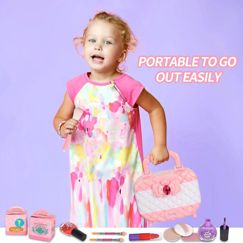Kids Makeup Kit for Girls, 24Pcs Washable Toddler Makeup Set, Girls Toys Real Cosmetic Makeup Set Safe & Non-Toxic Frozen Makeup for 3-12 Year Olds Kids Christmas Birthday Gift, Pink
