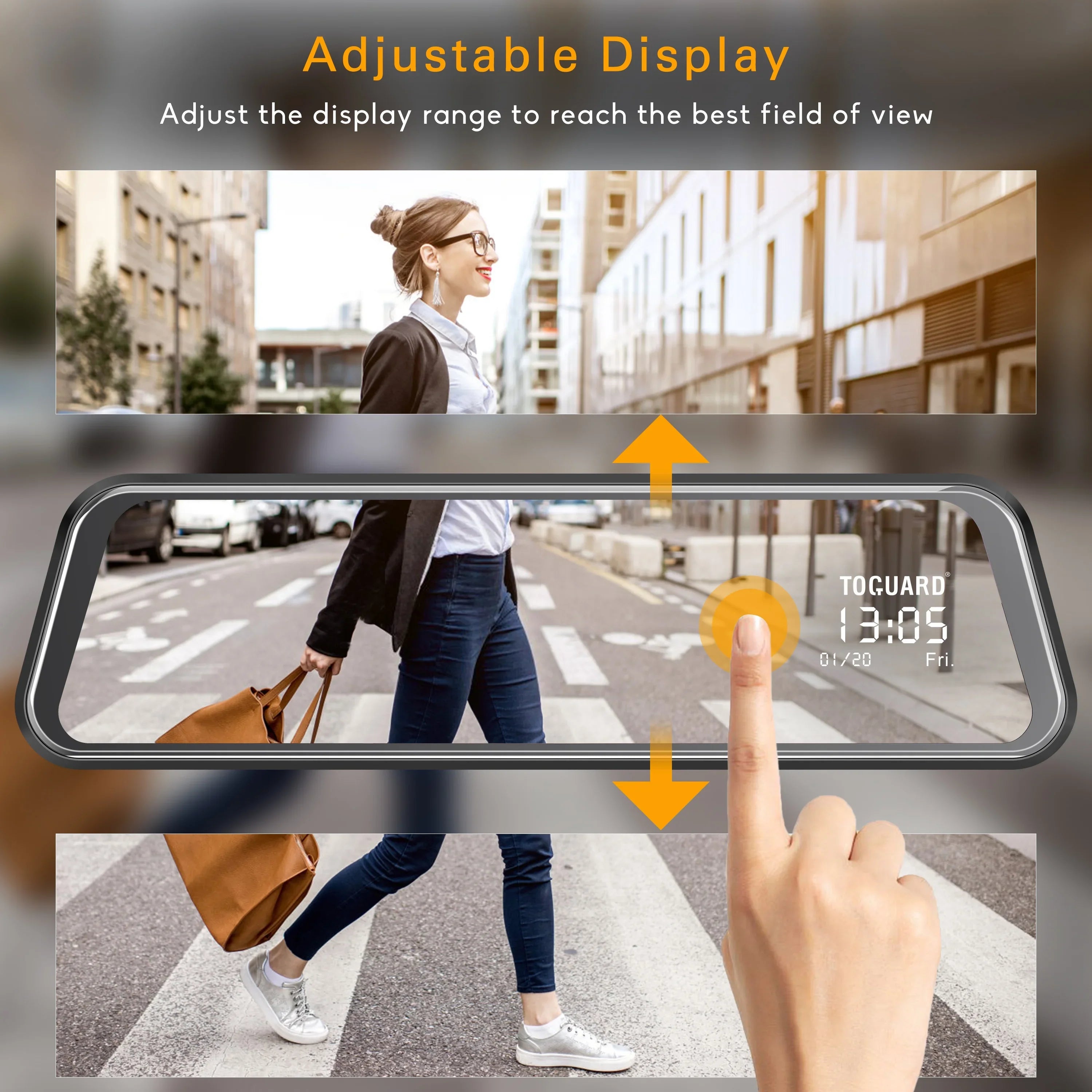 TOGUARD 1080P Mirror Dash Cam for Cars with 10-inch IPS Full Touch Screen Waterproof Backup Camera Rear View Mirror Camera