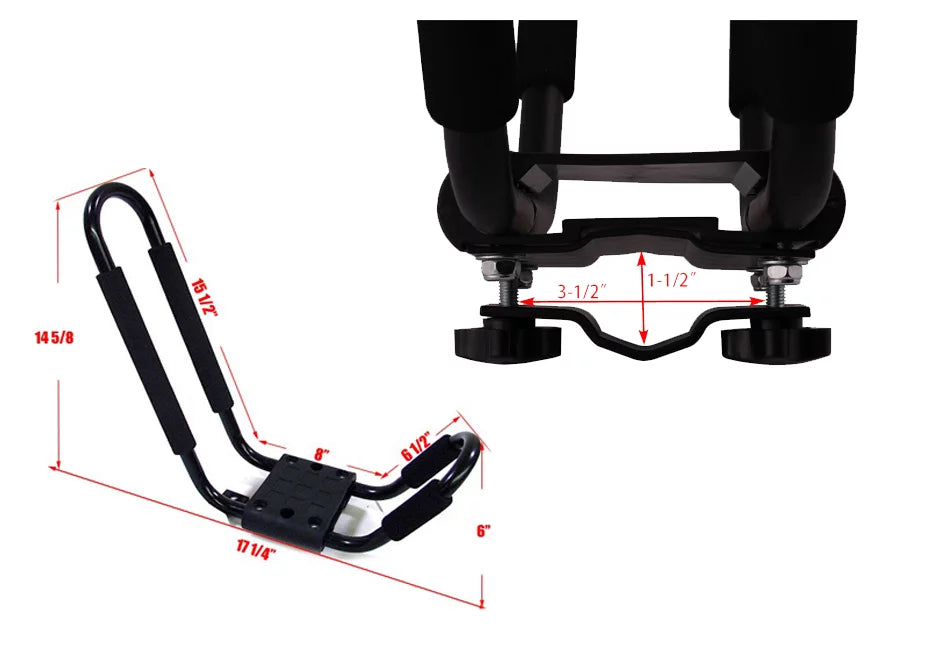 FDB J Cross Bar 2 Pairs = 4 PCS Universal Kayak Canoe Top Mount Carrier Roof Rack Boat SUV Truck Van Car with 4 pcs Tie Down Straps