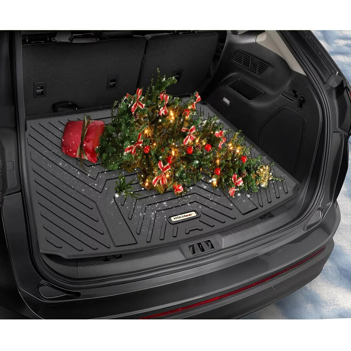 Ledkingdomus Floor Mats for 2020-2023 Tesla Model Y Rear Trunk Mat All Weather Dark