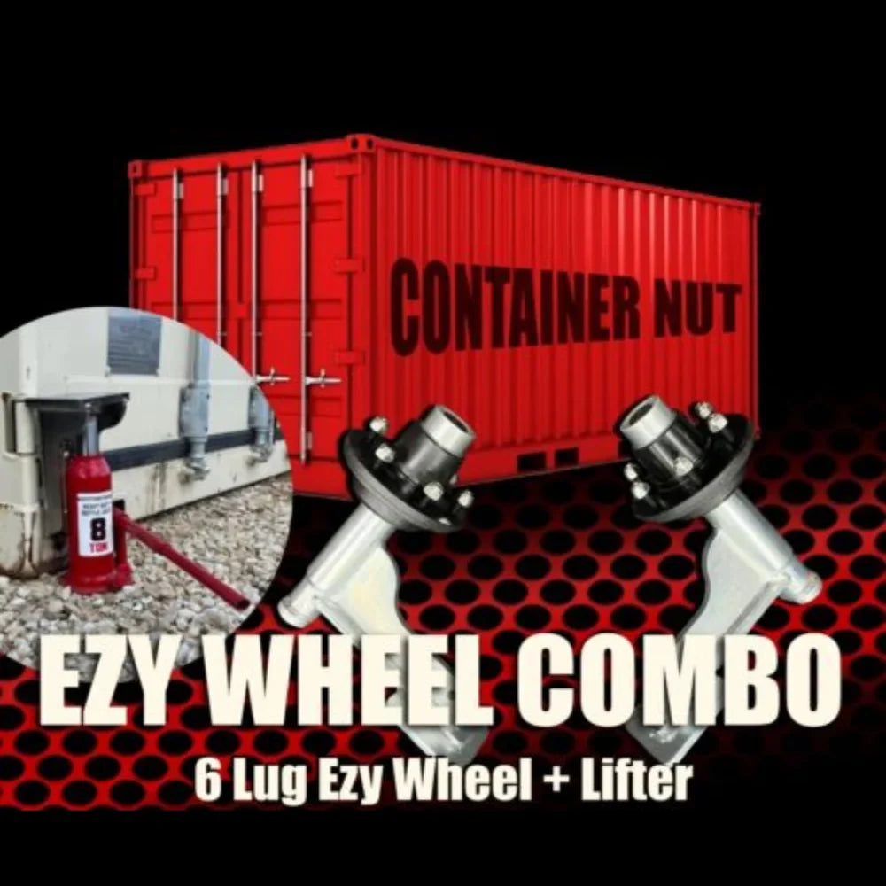 Container Nut EZY Wheels 6-Lug EZY Wheels Shipping Container Wheels + Trailer Tires + Shipping Container Jack Lug Combo, Made in USA, 5-Piece Bundle
