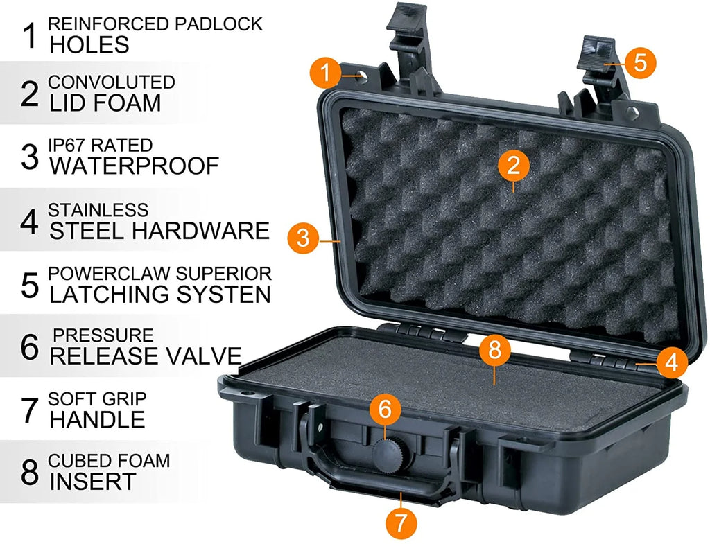 MEIJIA Portable All Weather IP67 Waterproof Protective Hard Case, Small Camera Case,Dry Case with Customizable Foam,Fit Use of Drones, Gentlemen 11.65 x8.35 x3.78 (Elegant Midnight