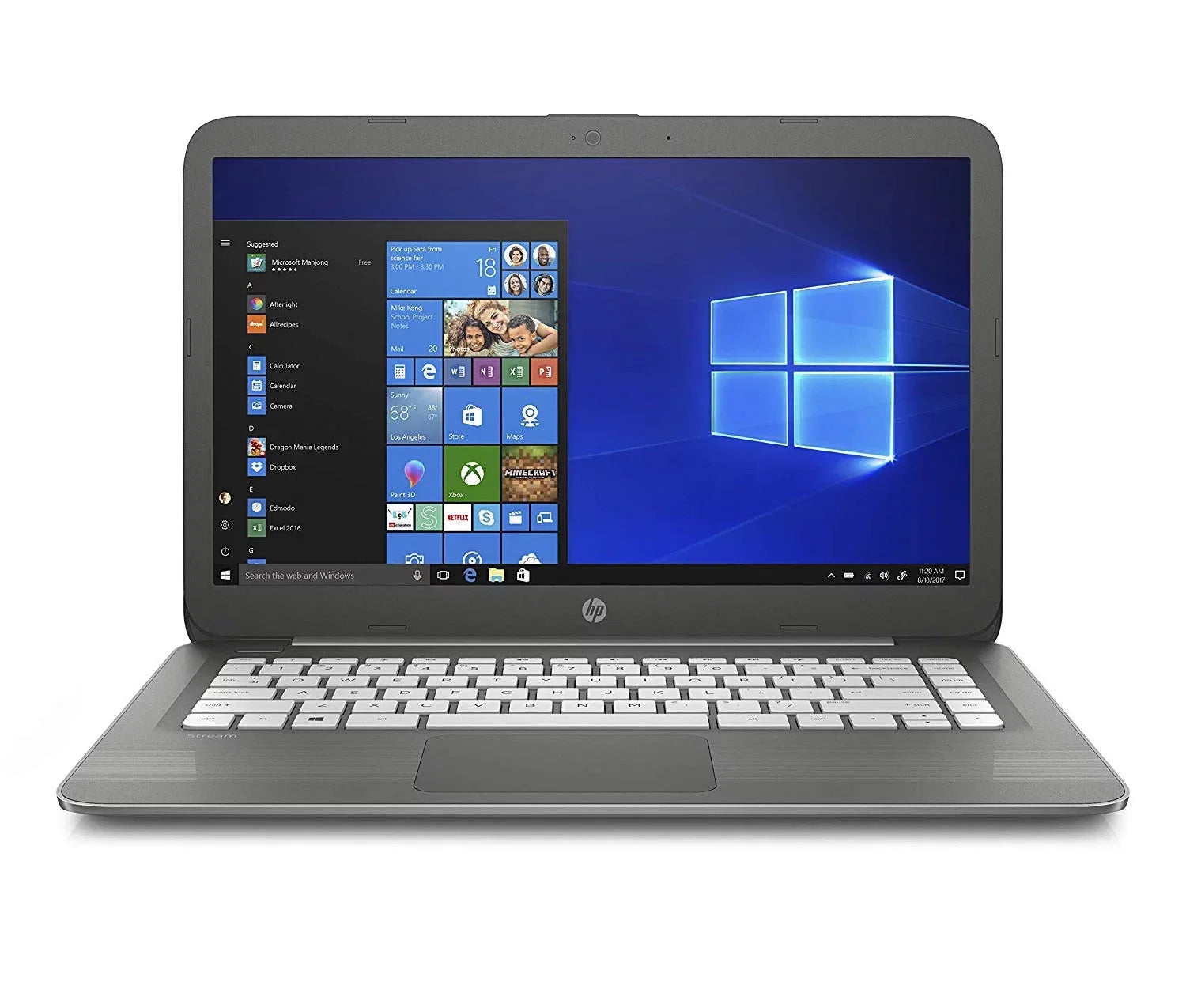 HP Stream 14-cb030nr - Celeron N3060 / 1.6 GHz - Win 10 Home 64-bit - 4 GB RAM - 32 GB eMMC - 14" 1366 x 768 (HD) - HD Graphics - Wi-Fi, Bluetooth - smoke gray, linear grooves pattern - kbd: US