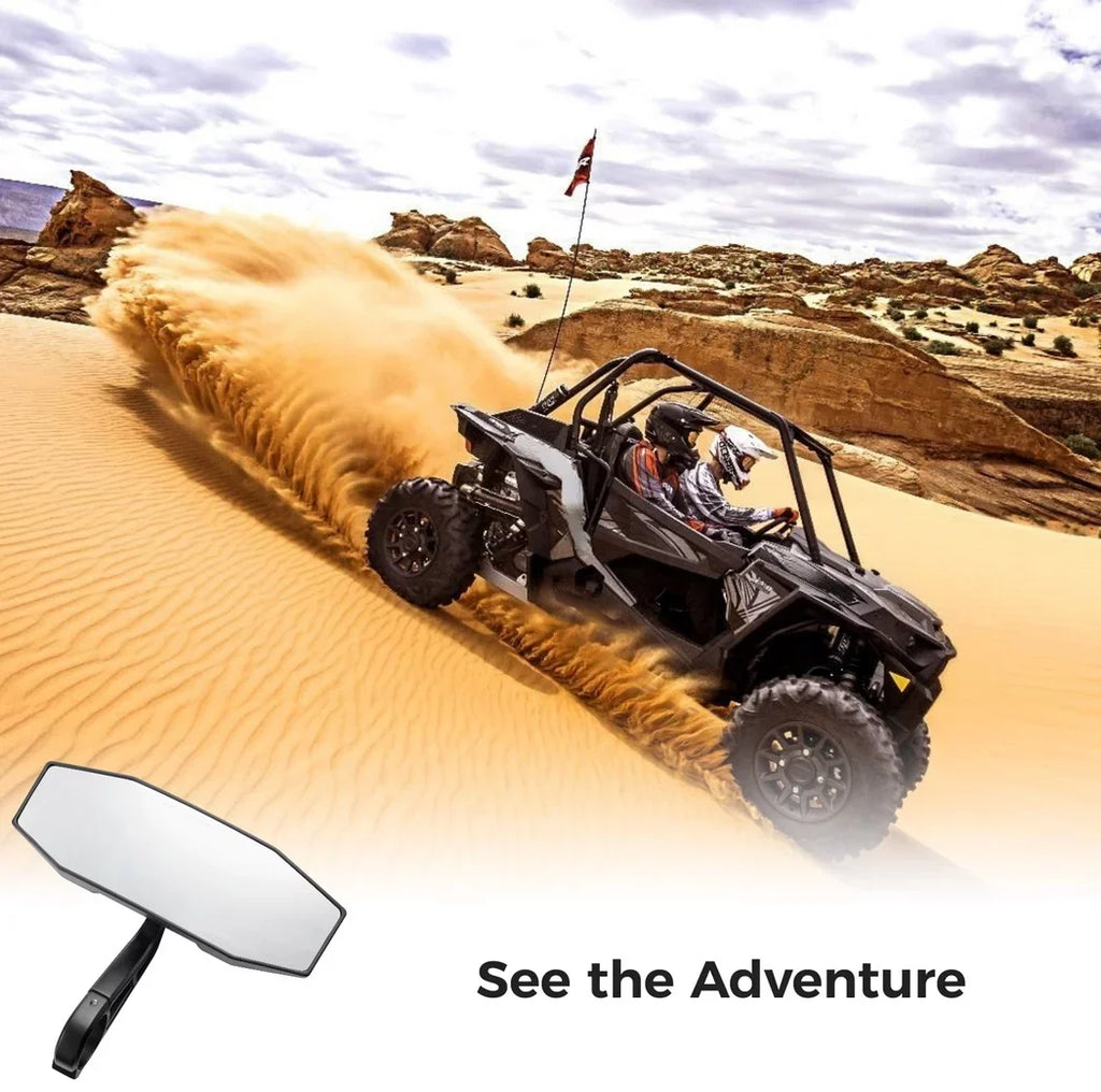 Rear View Center Mirror, 10" Ultra Clear SXS UTV Rear View Mirror, Adjustable Panoramic UTV Rear-view Mirror Fit for 1.75" Roll Bar