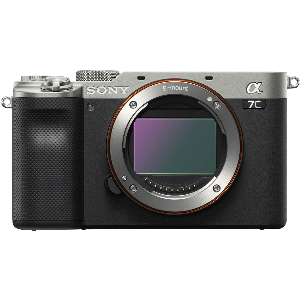 Sony a7C Mirrorless Full Frame Camera Body with Sony FE 24mm F2.8 G Compact Lens SEL24F28G Silver ILCE7C/S Bundle with Deco Gear Photography Backpack Case + Microphone + LED + Monopod and Accessories
