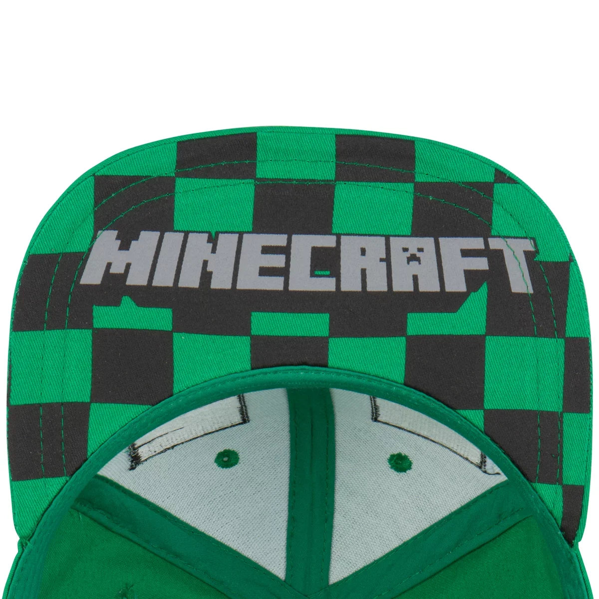 Minecraft Snapback Baseball Hat for Youth Boys or Girls - Green Creeper Face Mob, One Size