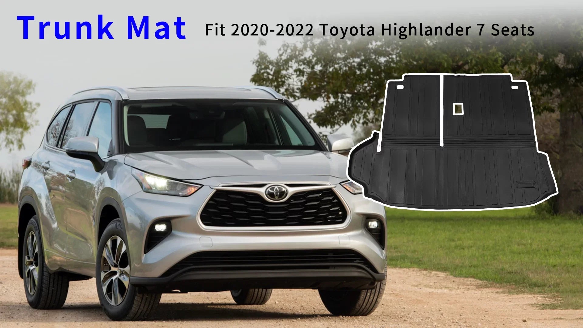 Cargo Mat Compatible with 2020-2024 Toyota Highlander Trunk Mat Cargo Liner TPE Back Seat Cover Protector 2022 7 Seats Highlander Accessories (2020-2023, Trunk Mat with Backrest Mat)