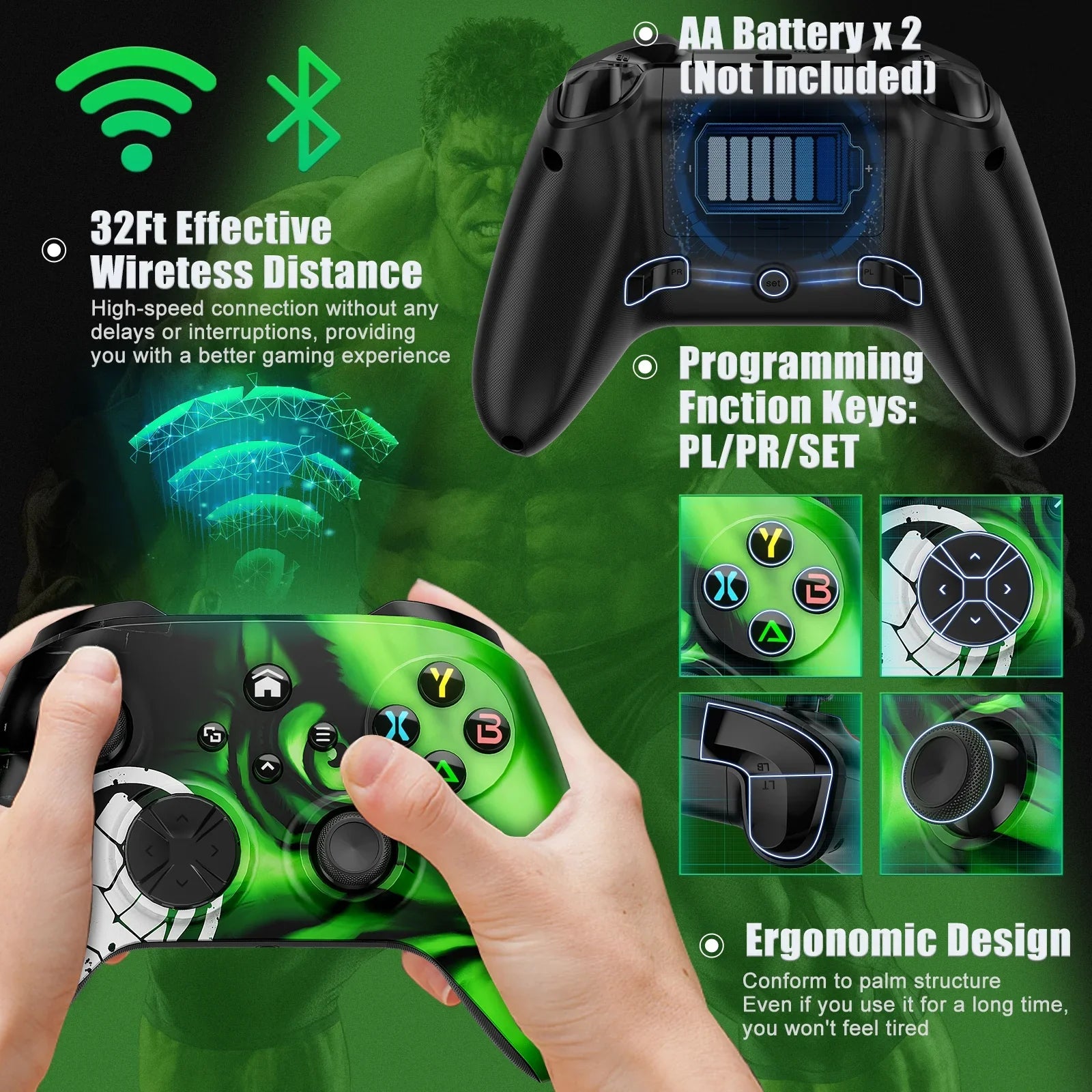 Bonadget Xbox One Wireless Controller, Compatible with Xbox one/Xbox One S/X/Xbox Series X/S/Android/iOS/PC Gamepad Remote with Wifi/Macro Function/Turbo/3.5mm Audio Jack(Need to Upgrade)