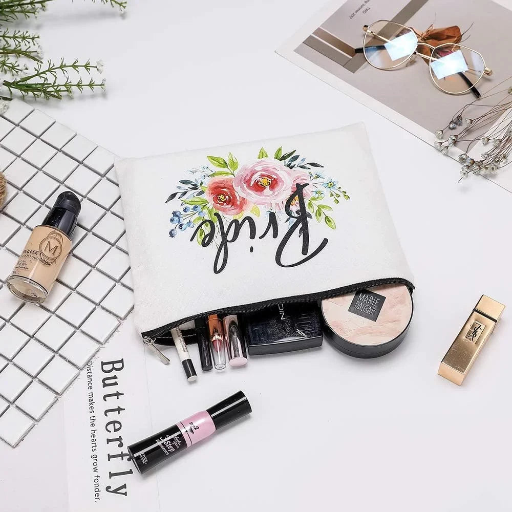 Charmoly Bridal Shower Gifts Bachelorette Gifts Bachelorette Party Favors Wedding Gifts Gentlemen Gifts Bride Gifts Bride Makeup Bag Miss to Mrs Bride to be Gifts Cosmetic Bag (Blue-Pink)