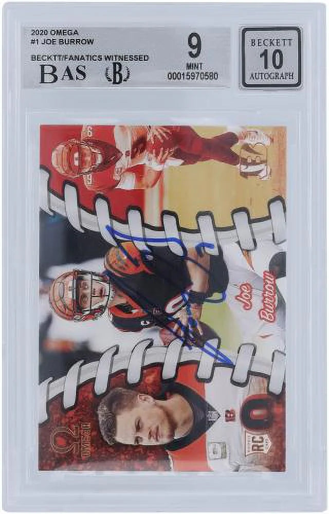 Joe Burrow Cincinnati Bengals Autographed 2020 Panini Omega #0-1 Beckett Fanatics Witnessed Authenticated 9/10 Rookie Card - 9.5,9,8.5,9.5 Subgrades - Fanatics Authentic Certified