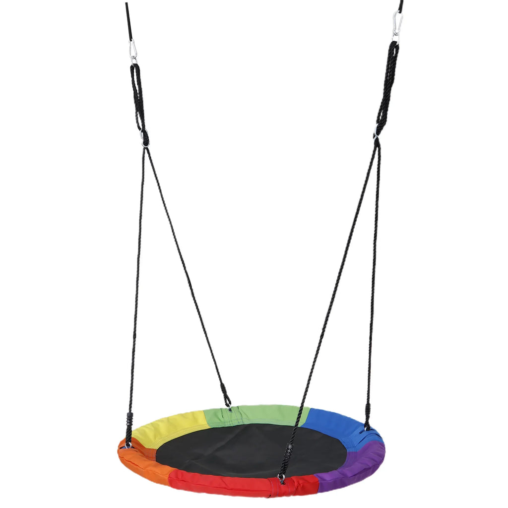 ZenSports 700lb Outdoor 40" Kids Saucer Web Tree Swing Set - 70’’ Adjustable Ropes 360 Rotate°, Steel Frame, UV Protection, Waterproof, Multi-Color Rainbow