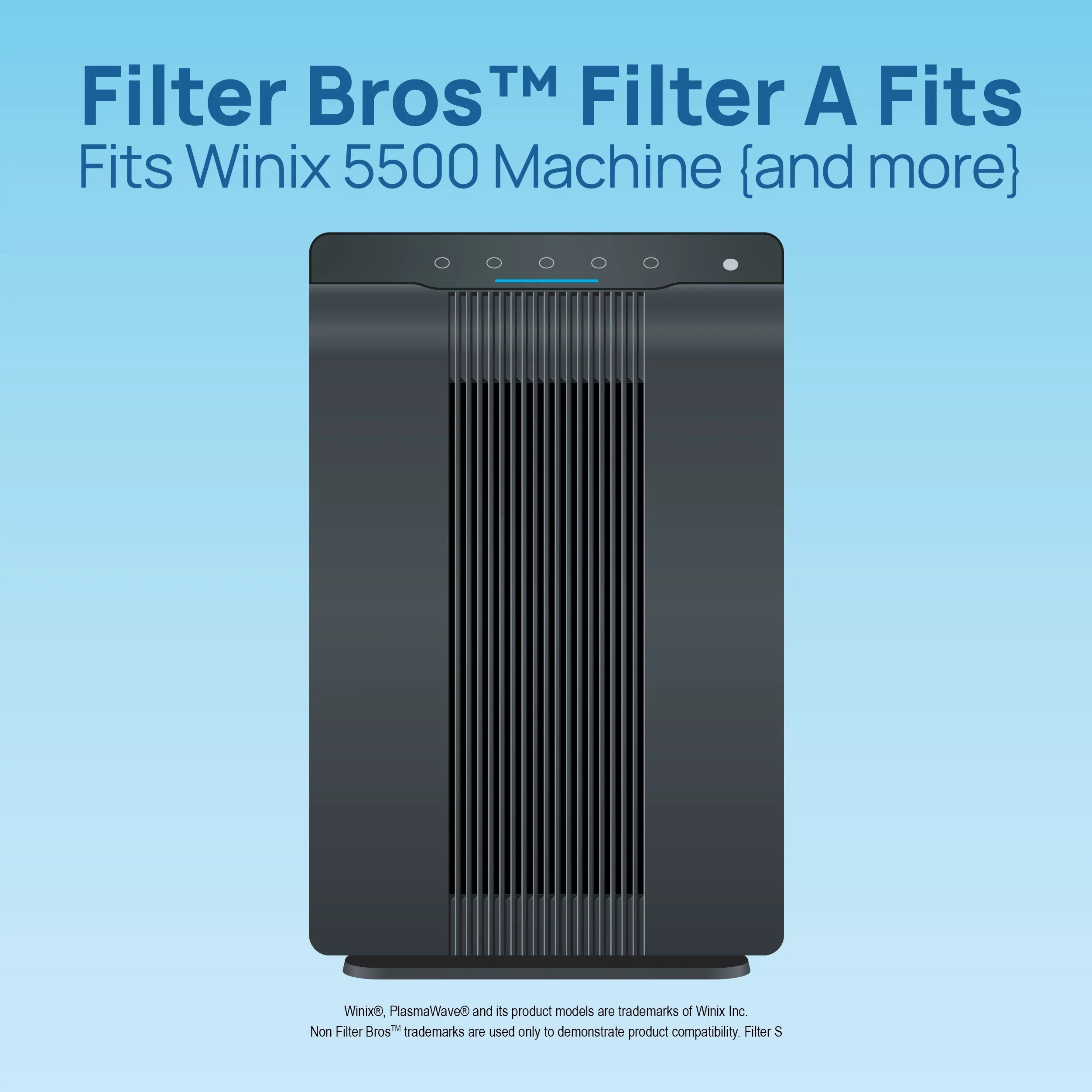 Filter Bros HEPA Individuals Filter A Compatible with Winix 115115 Plasmawave Series Home Air Purifiers 6300, P300, 5300, 5500, 5500-2, 5300-2, 6300-2, 9500, C535