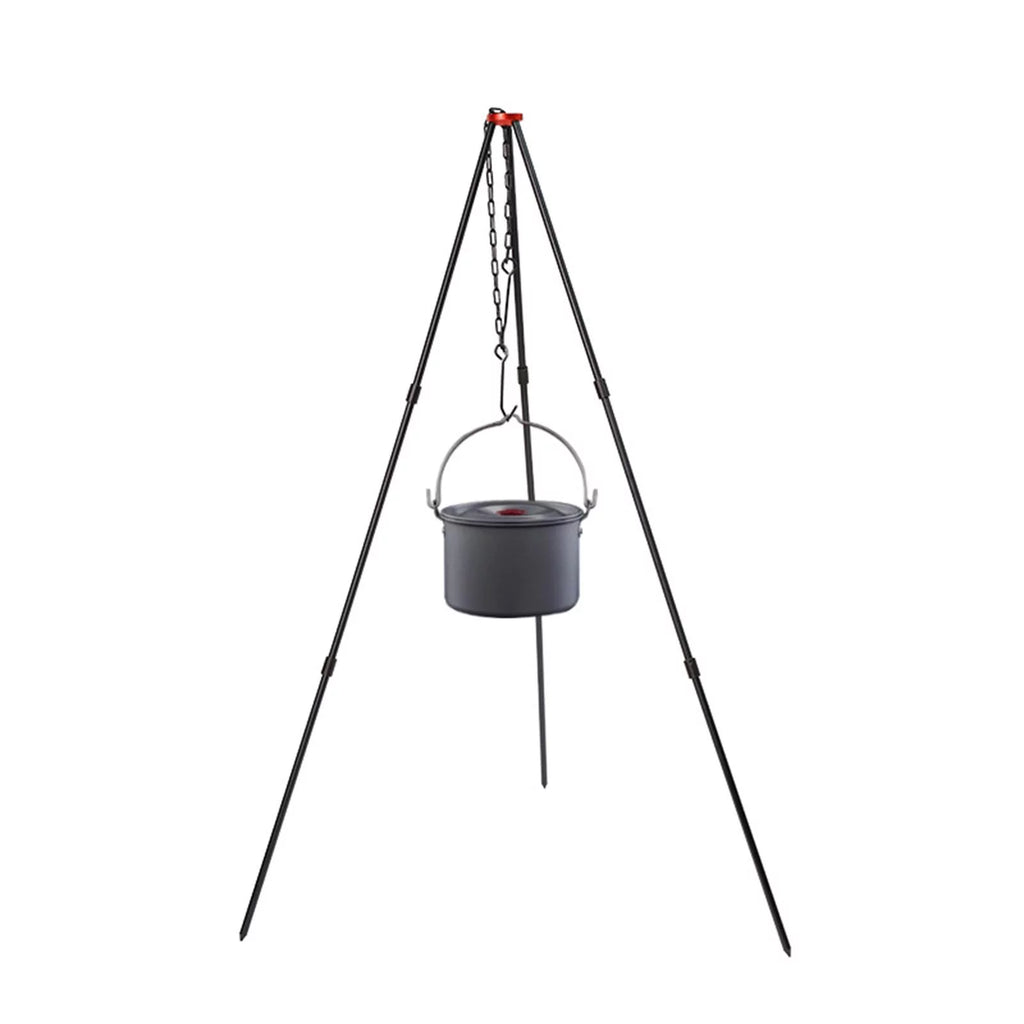 Camping Tripod, Portable Outdoor Cooking Tripod with Adjustable Campfire Picnic ing Pot Grill Stand Aluminum Cookware Accessory , Ebony