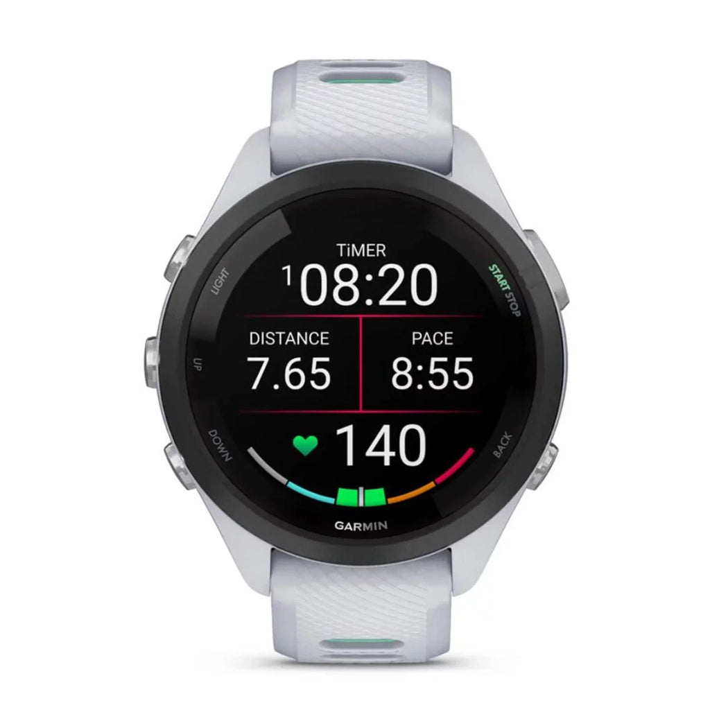 Garmin Forerunner 265S Smartwatch (White) Bundle with USB-C Charging Cable and Adapter, 6Ave Cleaning Kit, and Edge Protection