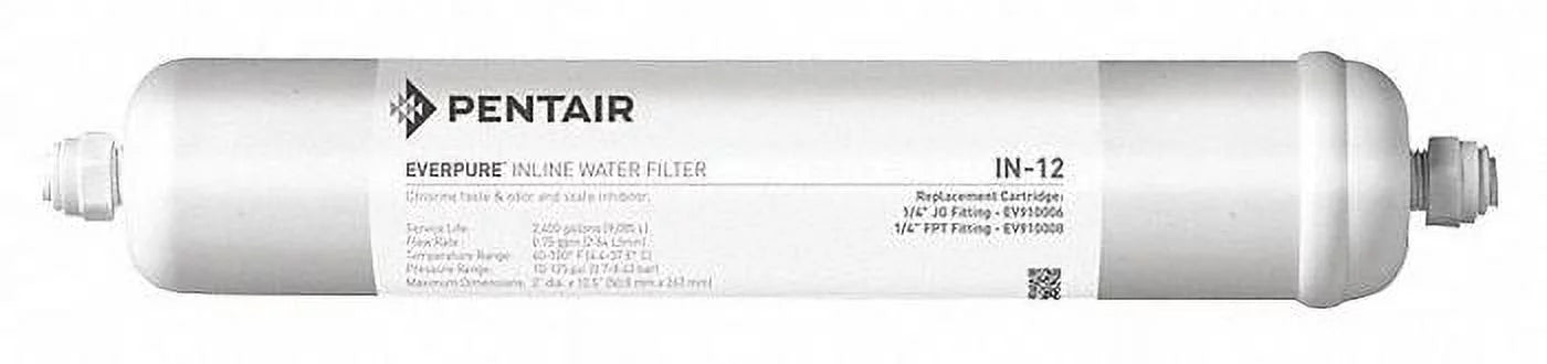 Pentair/Everpure 0.75 gpm Medium Volume, Single Pot Coffee Brewers Inline Water Filter, 1/4 in Push Fitting Connectio - EV910086-75