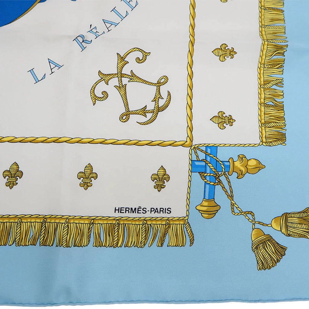 Pre-Owned Hermes Silk Scarf Light Blue (Like New)