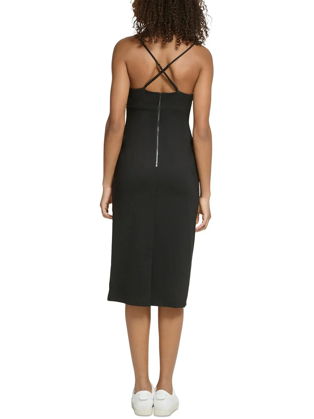 Karl Lagerfeld Paris People Spaghetti Strap Logo Midi Dress