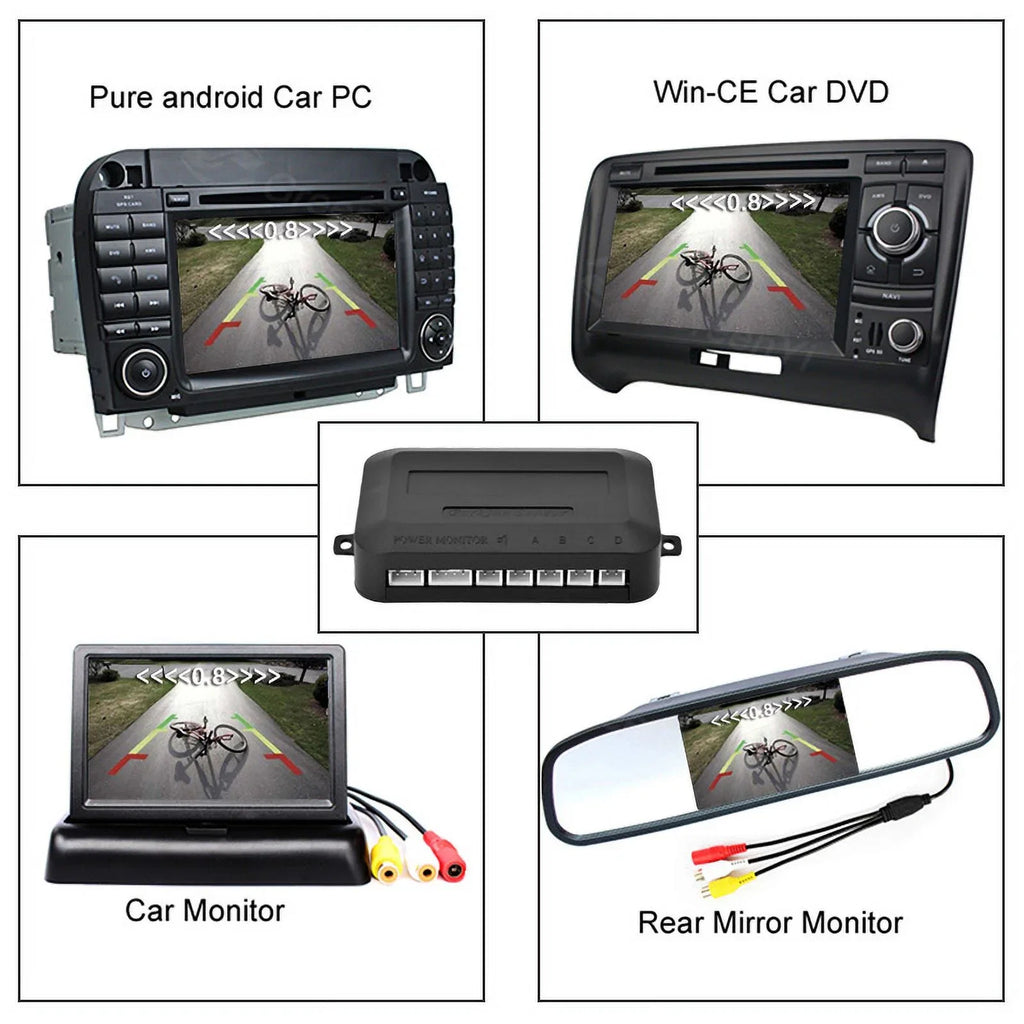 Car Reverse Backup Parking Sensor Radar System, Buzzer beeps, Detection Distance:30~150CM, Waterproof Sensors (22mm Diameter 2.3M Cable) 4 Packs X60D Dark