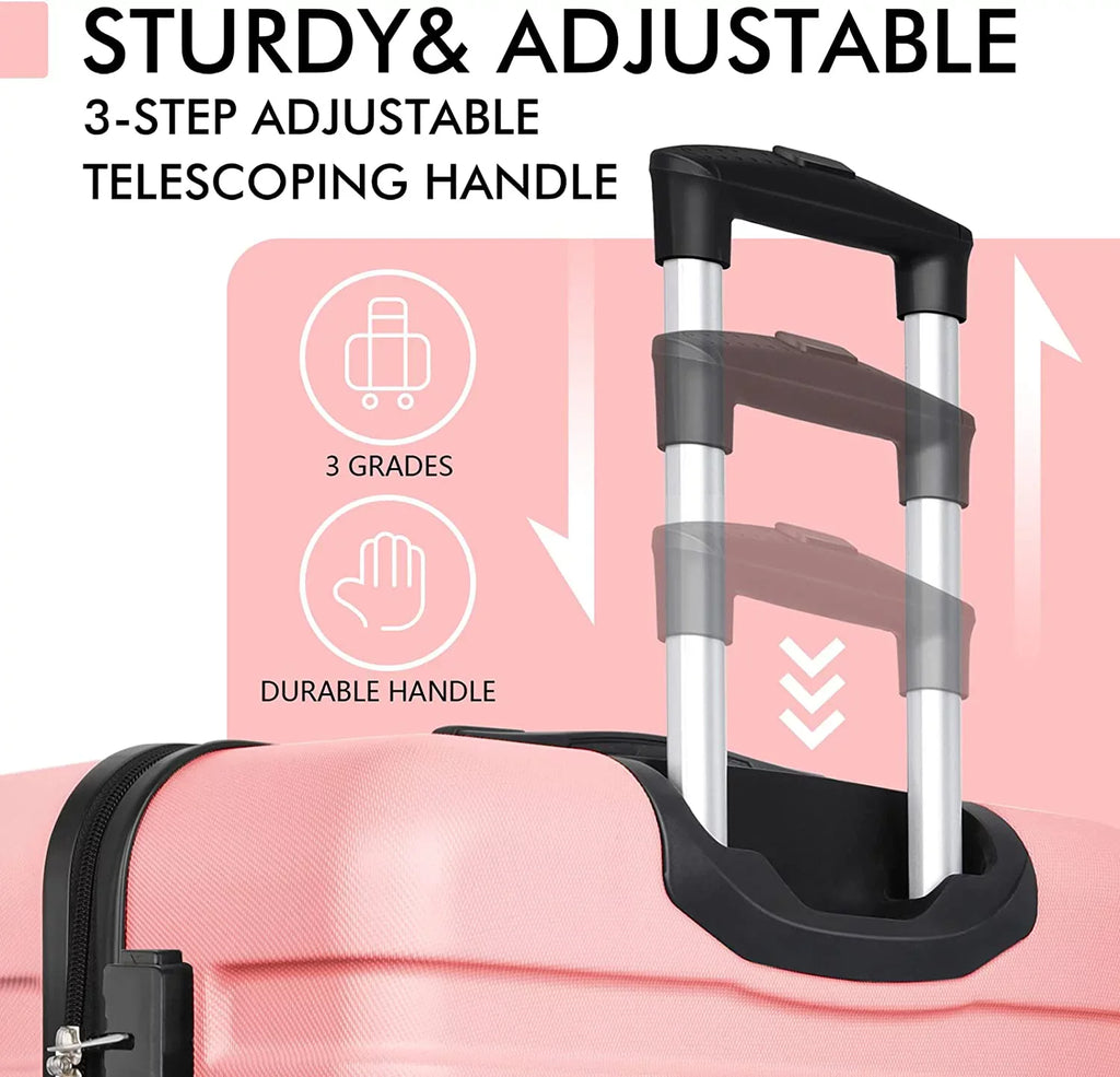 Luggage Sets 3 Piece AnyZip PC ABS Hardside Lightweight Suitcase with 4 Universal Wheels TSA Lock Carry On 20 24 28 Inch Midnight