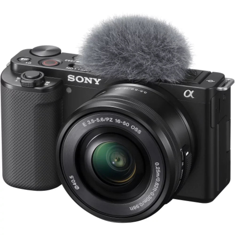 Sony ZV-E10 Mirrorless Camera |16-50mm Lens Midnight Bundle with Edge 64GB Memory Card + Flexible Tripod + Camera Bag + Cleaning Kit (5 Items)