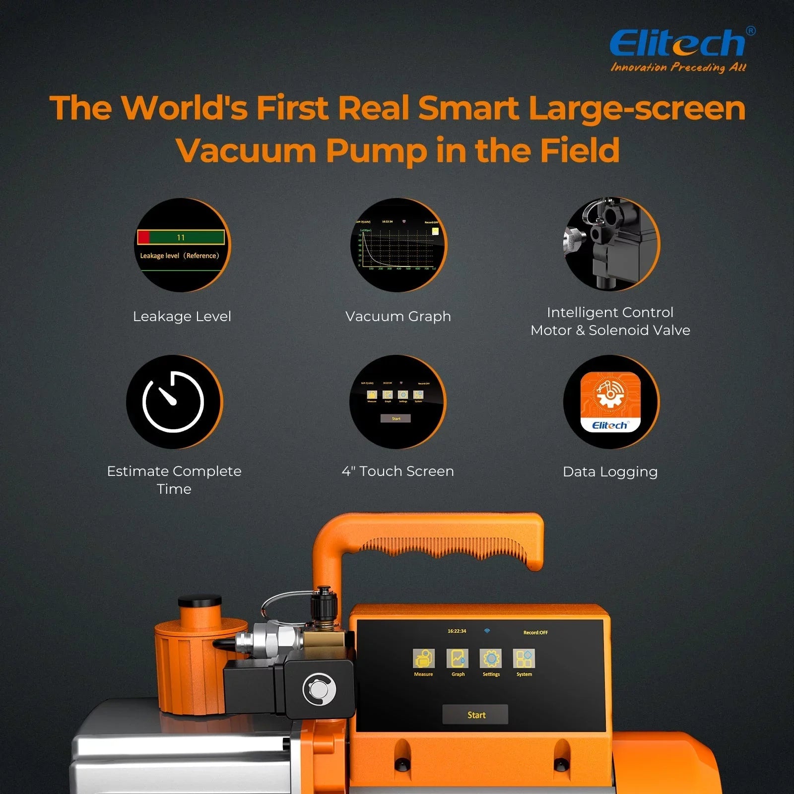 Elitech Intelligent HVAC Vacuum Pump 7 CFM 2 Stage Vacuum Gauge App Control, SVP-7