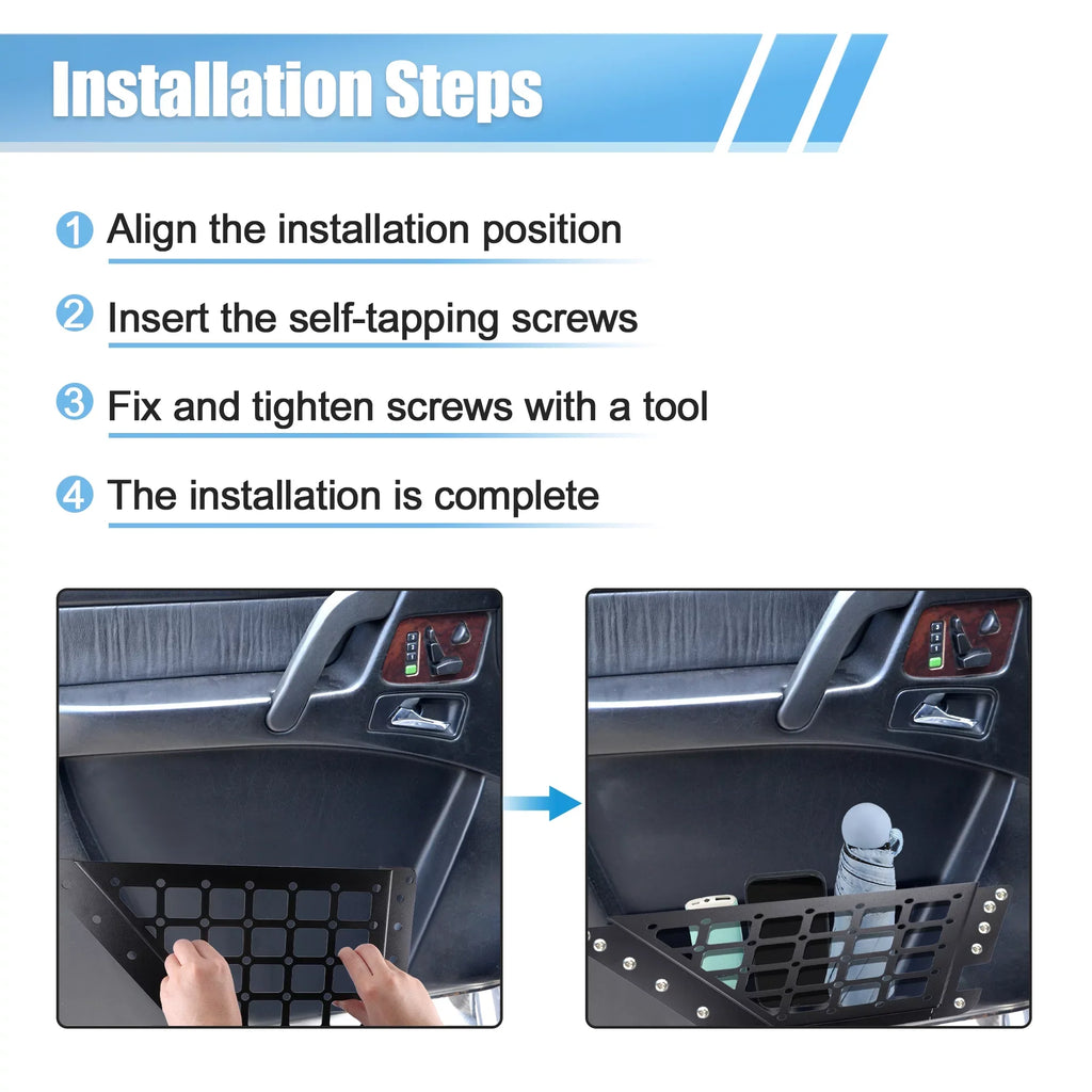1 Pair Rear Door Storage Pockets Panels Metal Organizer Box for Ford Bronco 6th 4 Door 2021 2022 Accessories