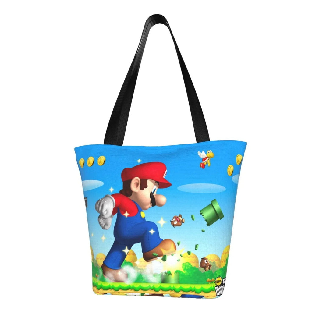 Super Mario Animated Gentlemen Tote Bag Large Capacity Shoulder Handbag For Travel Beach Shopping Business Work School