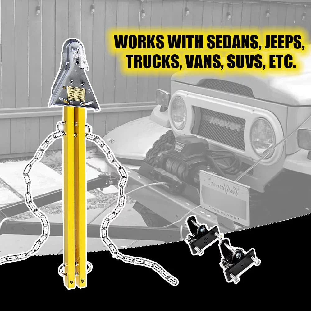 HPDAVV Yellow Adjustable Tow Towing Bar / Adjustable Tow Bar Kit Bumper Mount 5000lb w/Chains RV Car Truck Compatible with Jeep System