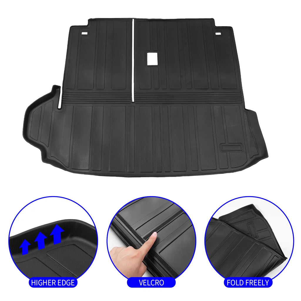 Cargo Mat Compatible with 2020-2024 Toyota Highlander Trunk Mat Cargo Liner TPE Back Seat Cover Protector 2022 7 Seats Highlander Accessories (2020-2023, Trunk Mat with Backrest Mat)