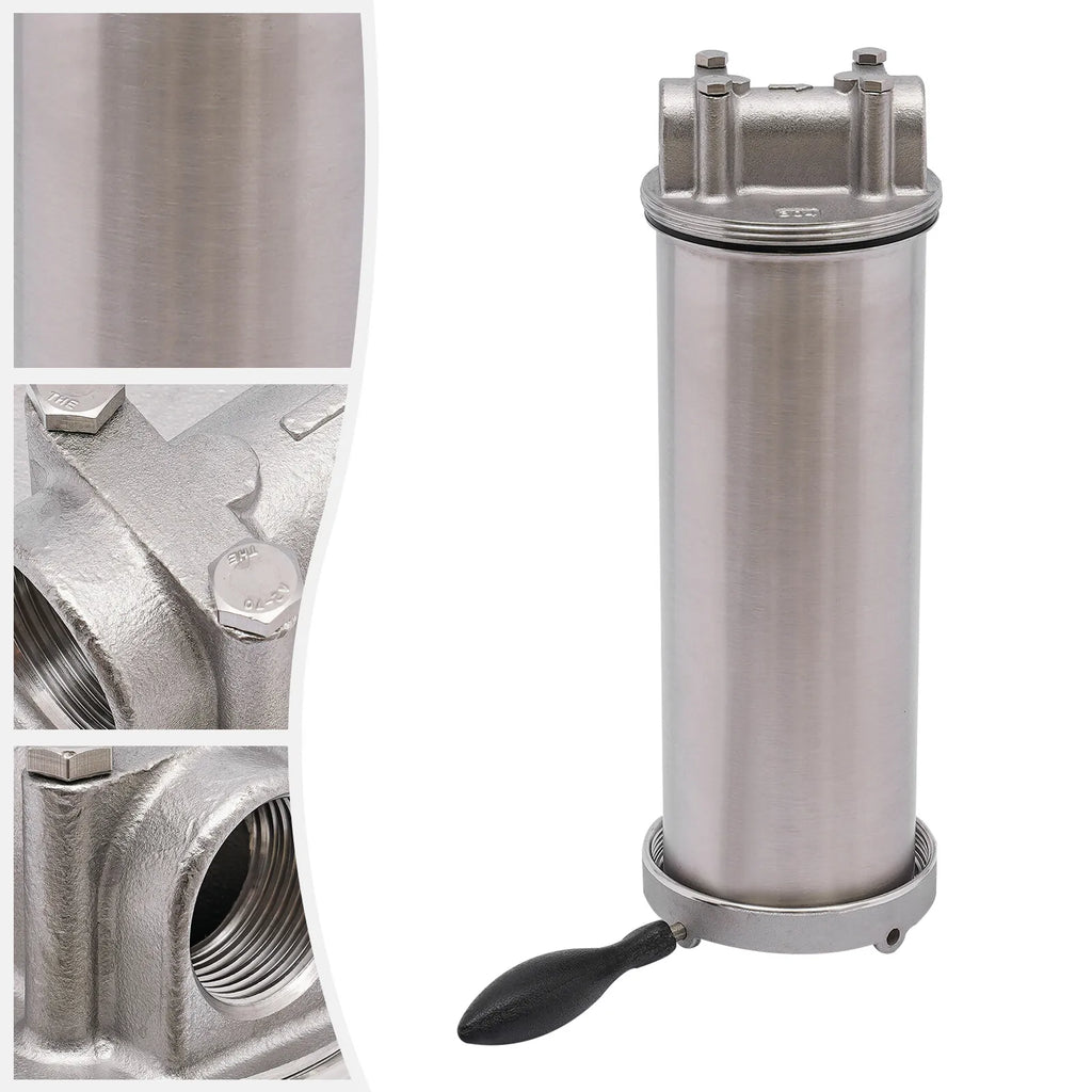 Stainless Steel Water Filter Housing 10" Cartridges 3/4" R thread inlet & outlet