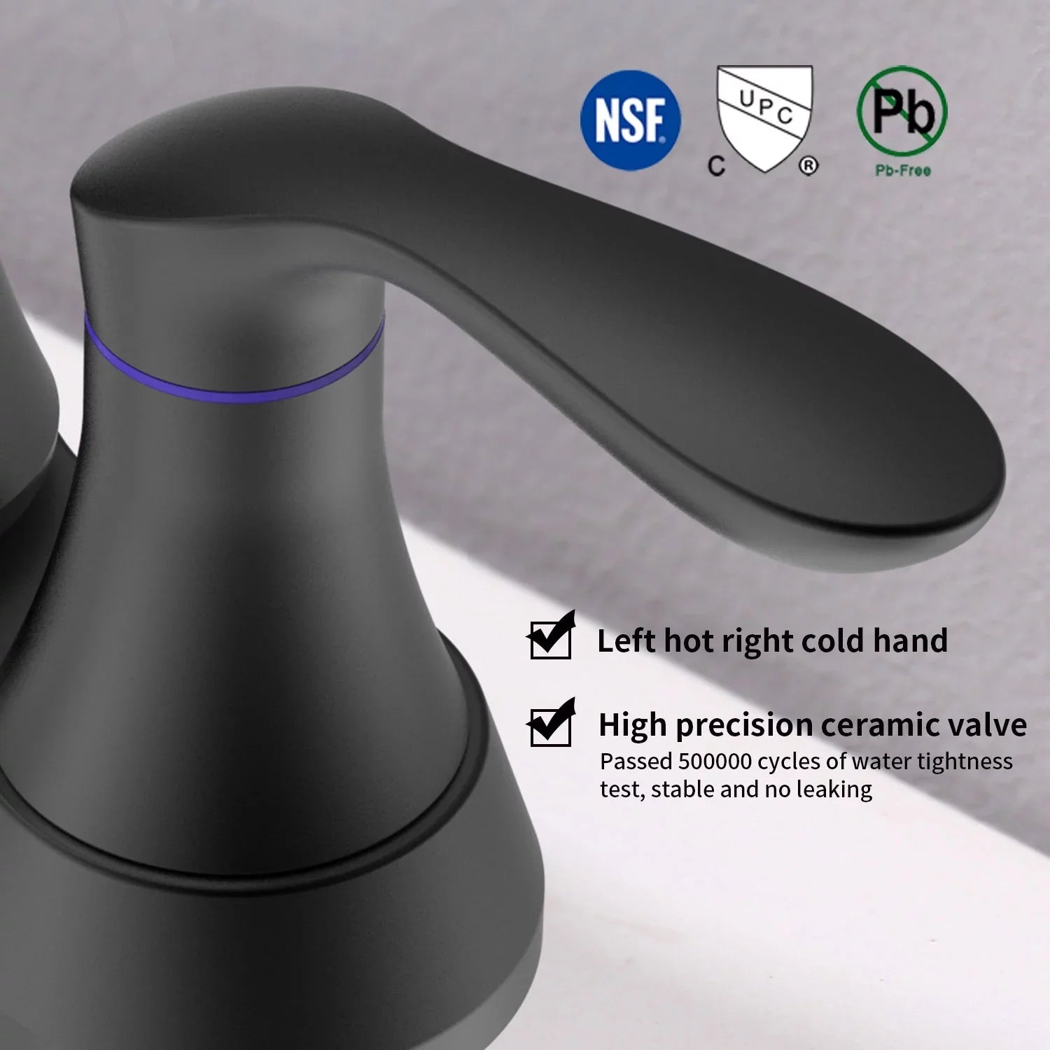 Kichae 6 Inch Vanity Sink Faucet，2-Handle 360 Degree Swivel Bathroom Spout Centerset Faucet with Pop-up Drain & Supply Hoses，Matte Midnight