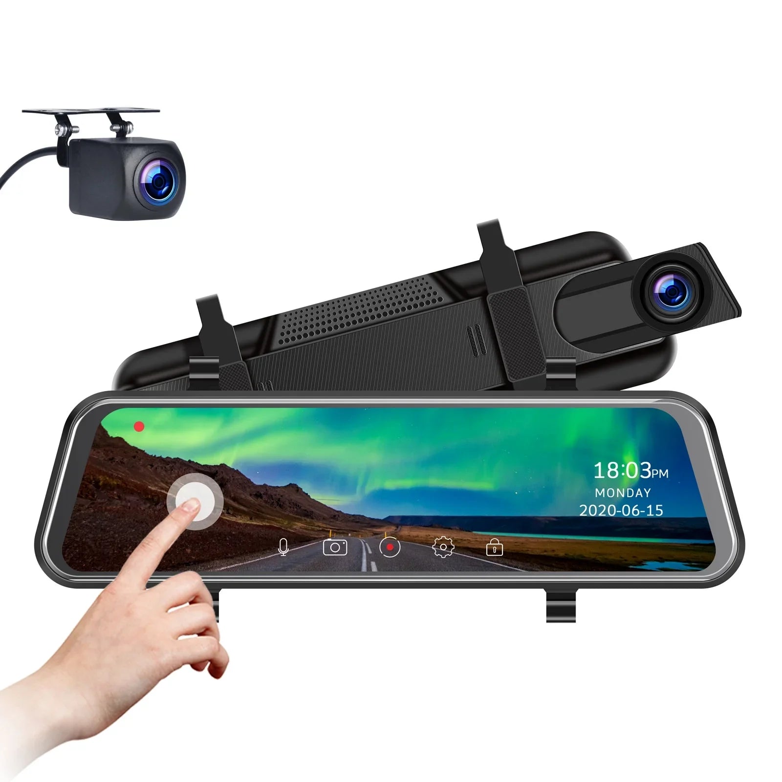 TOGUARD 1080P Mirror Dash Cam for Cars with 10-inch IPS Full Touch Screen Waterproof Backup Camera Rear View Mirror Camera