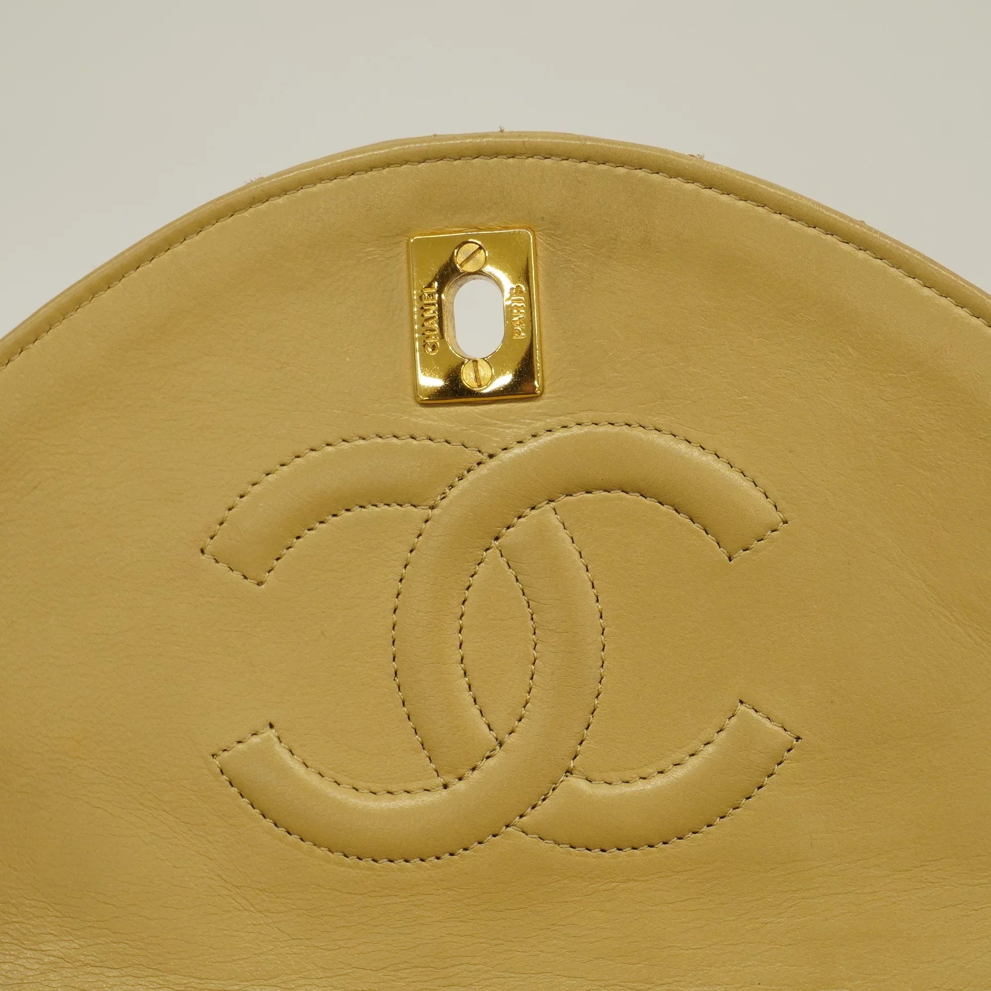 Authenticated Used Auth Chanel Matelasse Single Chain Individuals Leather Shoulder Bag Beige