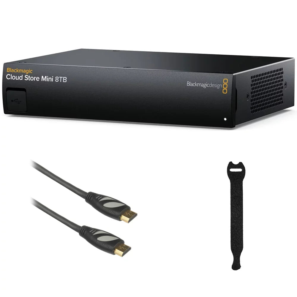 Ebony Design 8TB Cloud Store Mini (4 x 2TB) Bundle with Pearstone 6' HDMI Cable with Ethernet and 10-Pack Straps