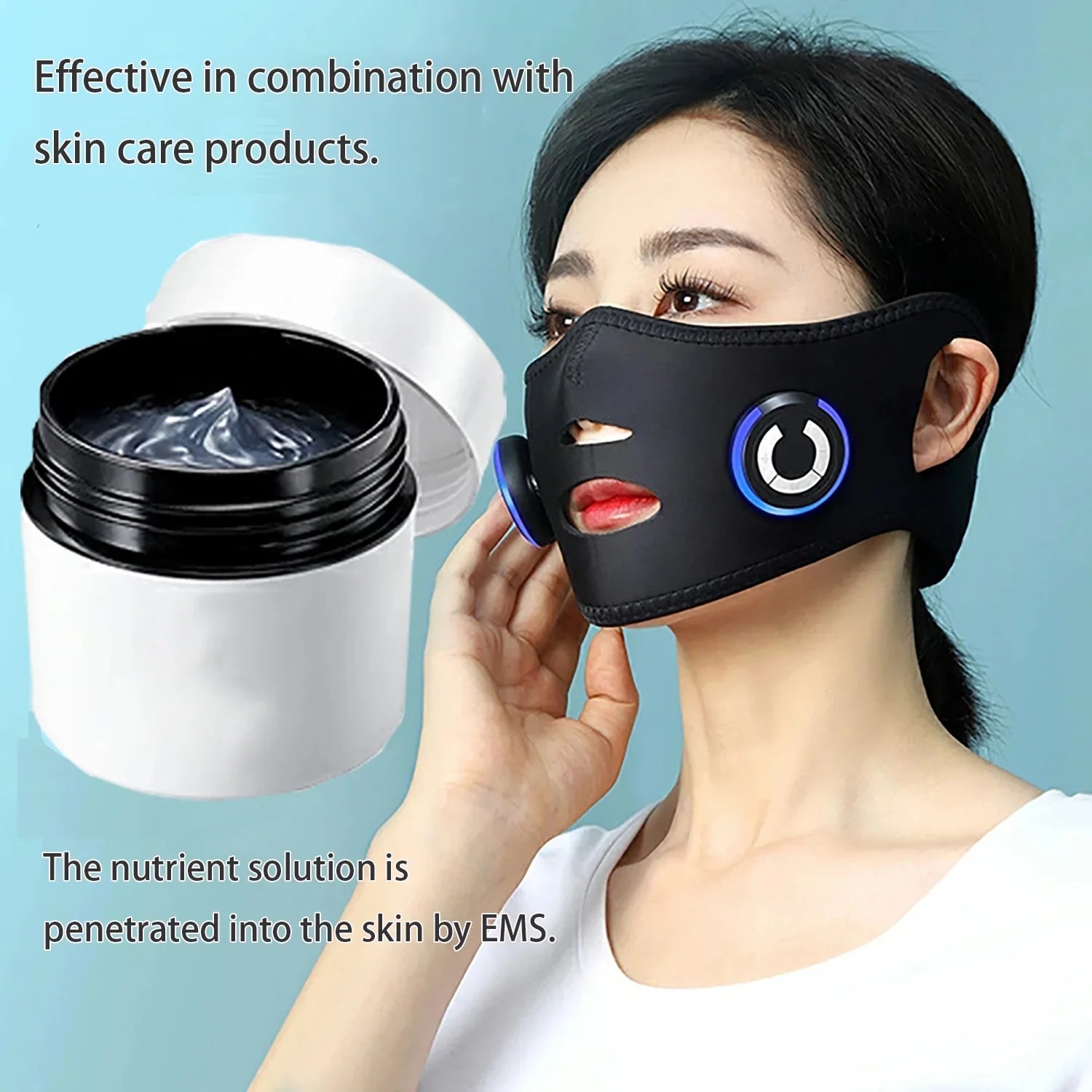 DEMUXI EMS Micro-current Facial Device, V Face Mask, Electric Thin Face Massager, Facial Lifting Silicon Mask