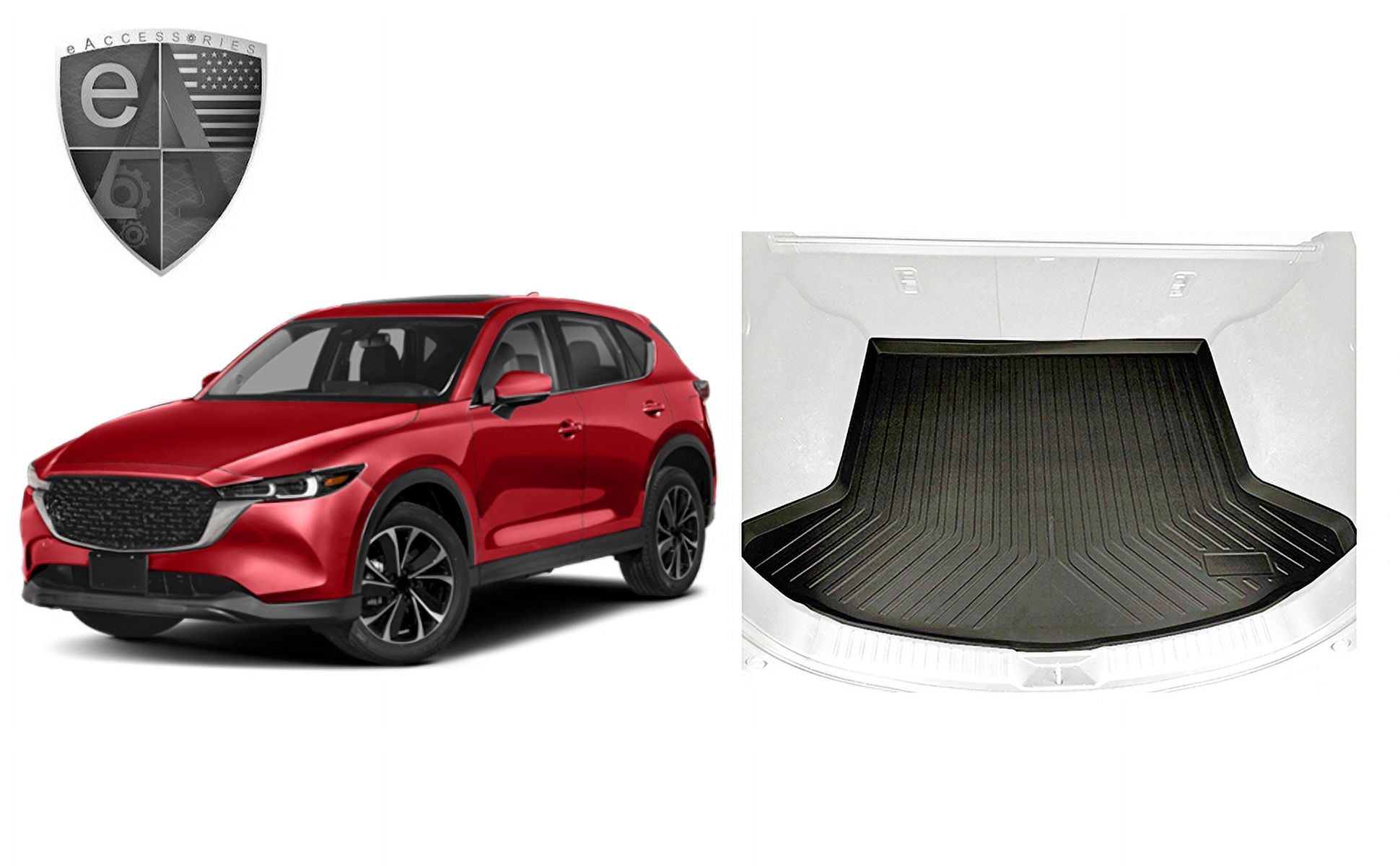 EACCESSORIES EA Cargo Liner – Trunk Mat for Mazda CX-5 CX5 2017-2023 – Weather-Resistant Trunk Mats for Cars with Raised Lip – Non-Slip Car Trunk Mat Rubber – Easy to Install – Laser Pre-Cut Design
