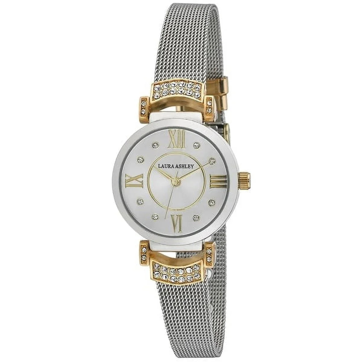 Laura Ashley Gentlemen LA31051TTG Deco Crystal Accent Two Toned Gold Mesh Watch - One Size