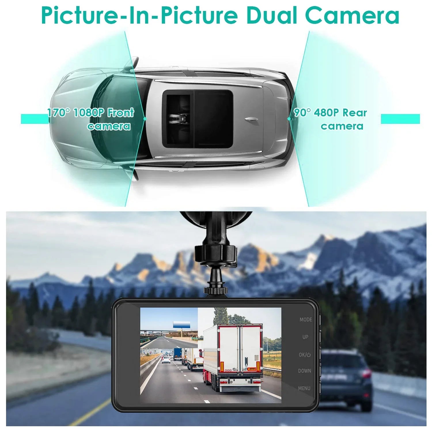 Front and Rear 1080P Dashcams for Cars iMounTEK Dual Dash Cam with 4in Touch IPS Screen Car Camera Driving Recorder for Taxi