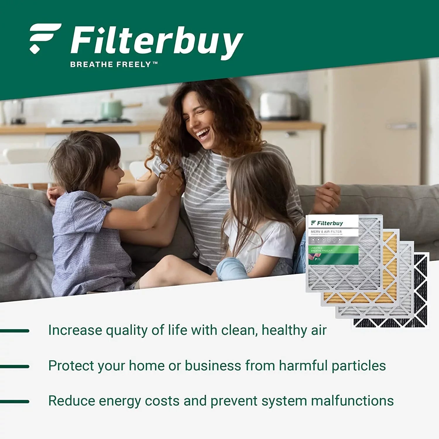 Filterbuy 10x24x1 MERV 13 Pleated HVAC AC Furnace Air Filters (6-Pack)
