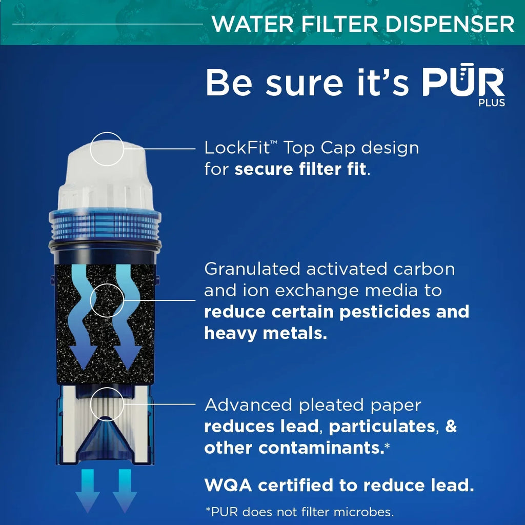 PUR PLUS 11-Cup Water Pitcher Filtration System, W 11.4" x H 10.4" x L 4.9", Aqua, PPT111G