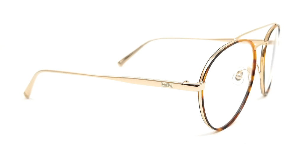 MCM Eyeglasses 2121 723 Shiny Gold-Havana Aviator Unisex 55x16x145