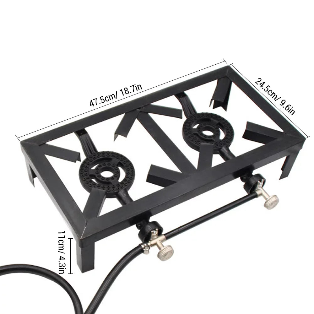 Htovila Propane Gas Double Cast Iron Stove for Patio Camping BBQ Cooking (Standard), Furnace for Excursions