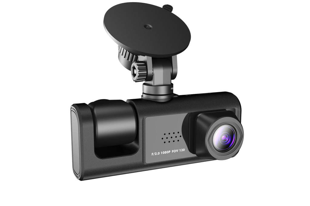 3 Channel Dash cam, 2-inch Screen Driving Recorder, High-Definition 1080P, Night Vision, Loop recording, Motion Detection, G-Sensor +32 GB SD Card