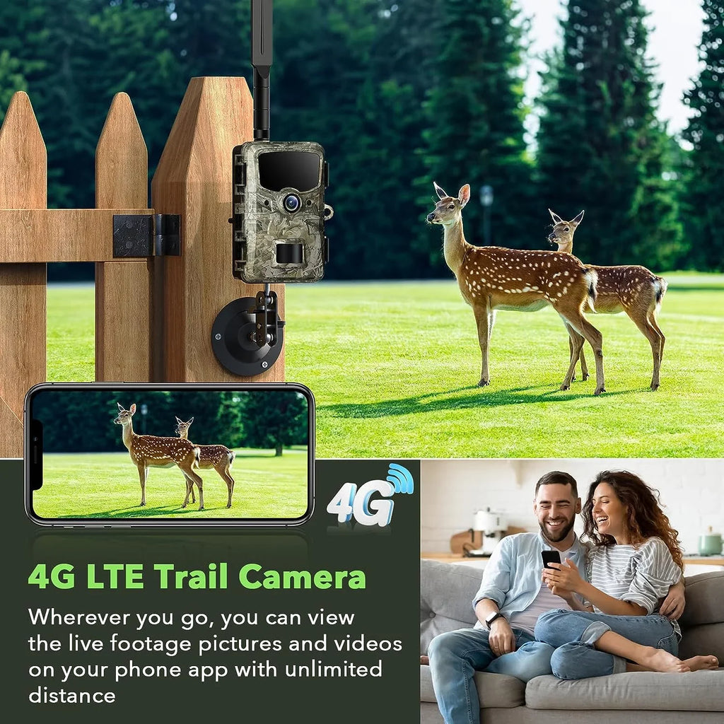 CAMPARK 4G LTE Cellular Trail Camera Final Point Picture Video to Cell Phone - 24MP 1080P Game Hunting Camera with Night Vision Motion Activated Waterproof for Wildlife Monitoring Trail Cam with SD Card