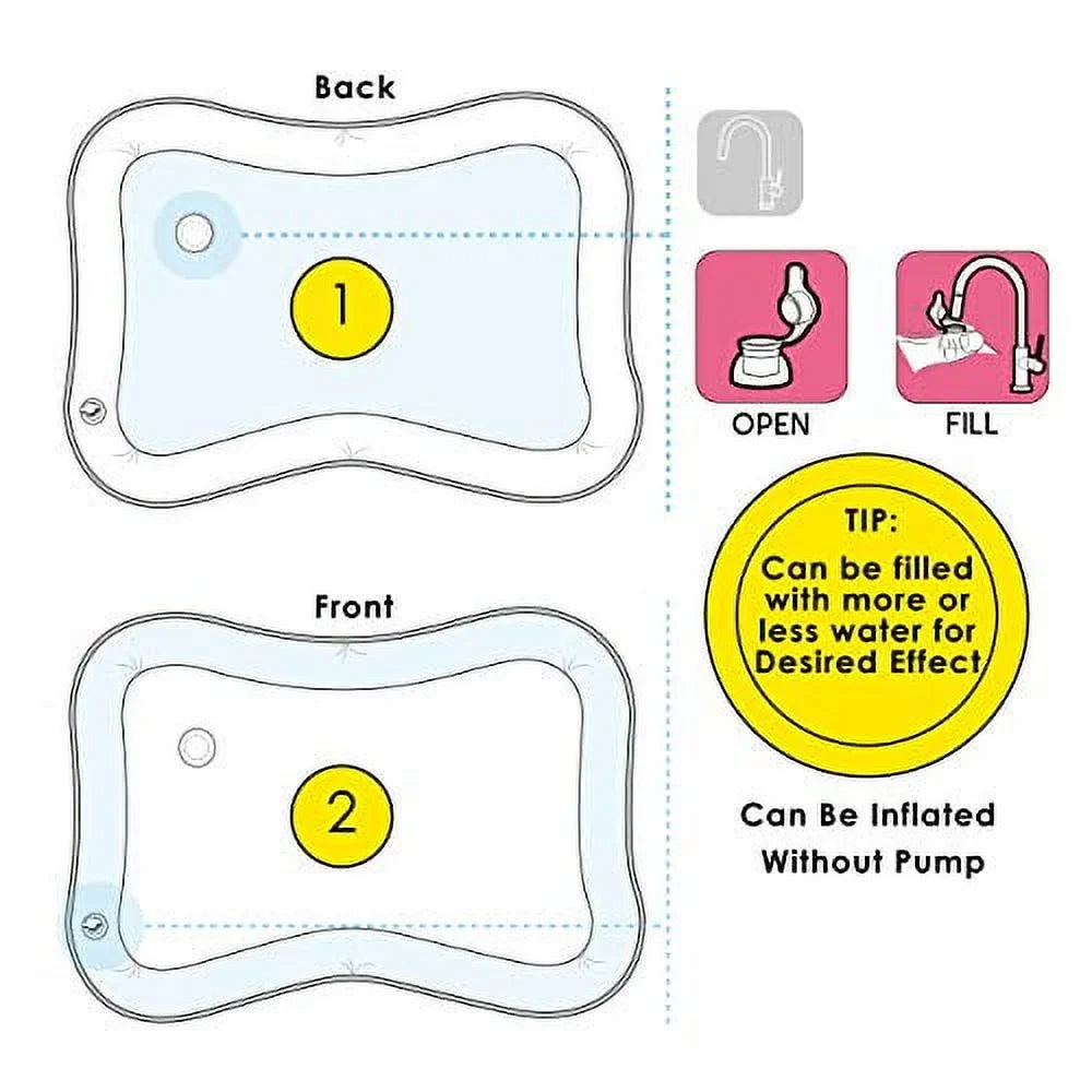 Splashin'kids Inflatable Tummy time Premium Water mat Infants and Toddlers is The Perfect Fun time Play Activity Center Your Baby's Stimulation Growth