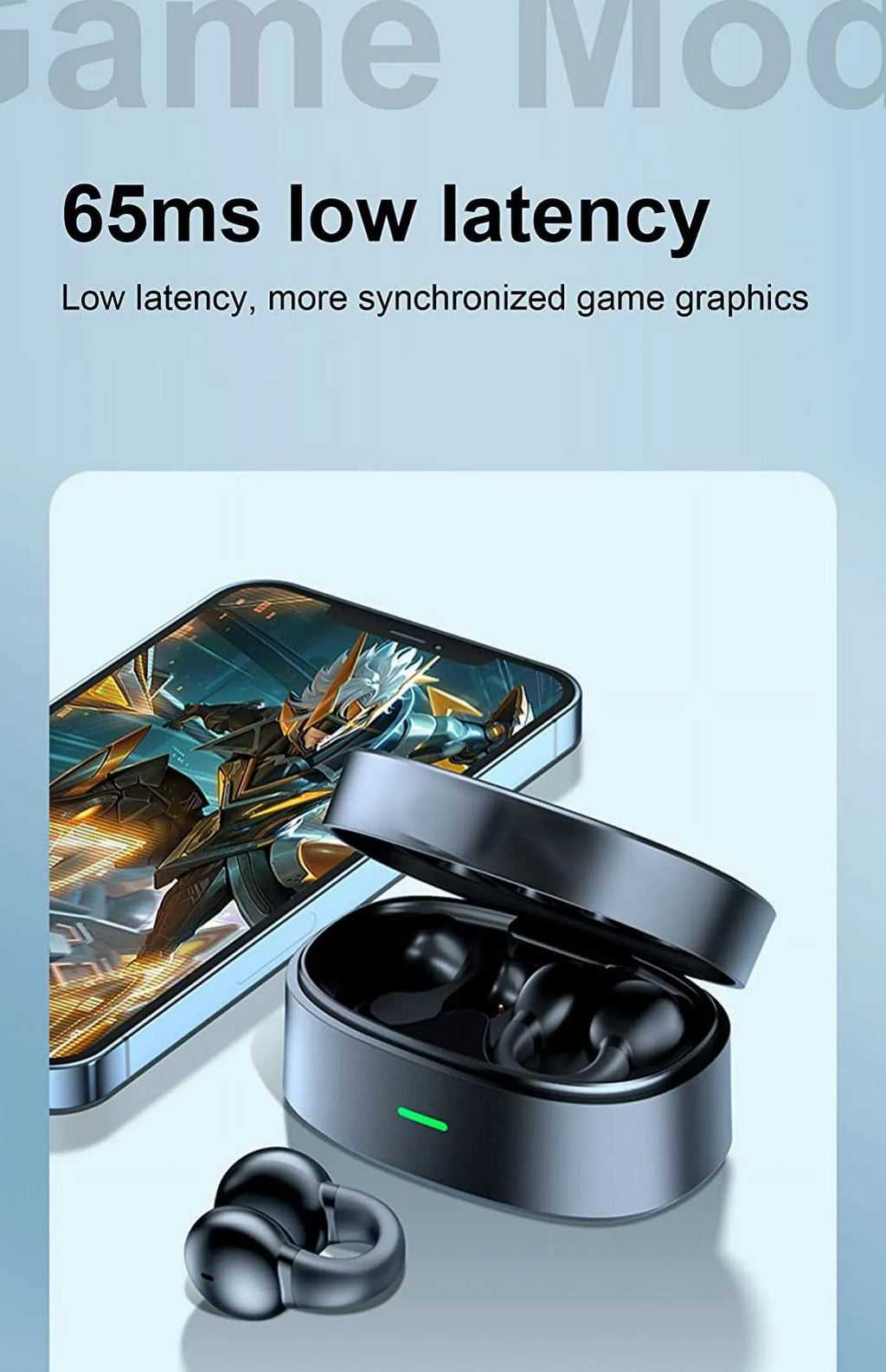 Bluetooth Earbuds Wireless Ear-Clip TWS Earphones for Motorola Moto G Power 5G (2023)/5G Stylus (2023) Phone - Bone Conduction Headphones True Stereo Charging Case Hands-free Mic B4K