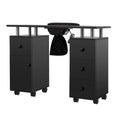 LUXMARS Manicure Table Nail Desk for Technician, Nail Table w/ Electric Dust Collector & Wrist Rest Cushion, Acetone Resistant Nail Table Station w/Lockable Wheels & Drawers & Cabinet - Midnight